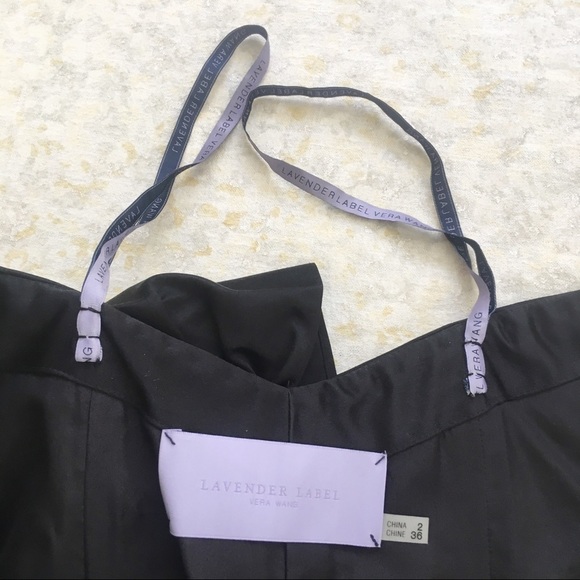 Vera Wang Lavender Label Size 2 Strapless Dress Silk Blend Black Formal Mini - Picture 4 of 10